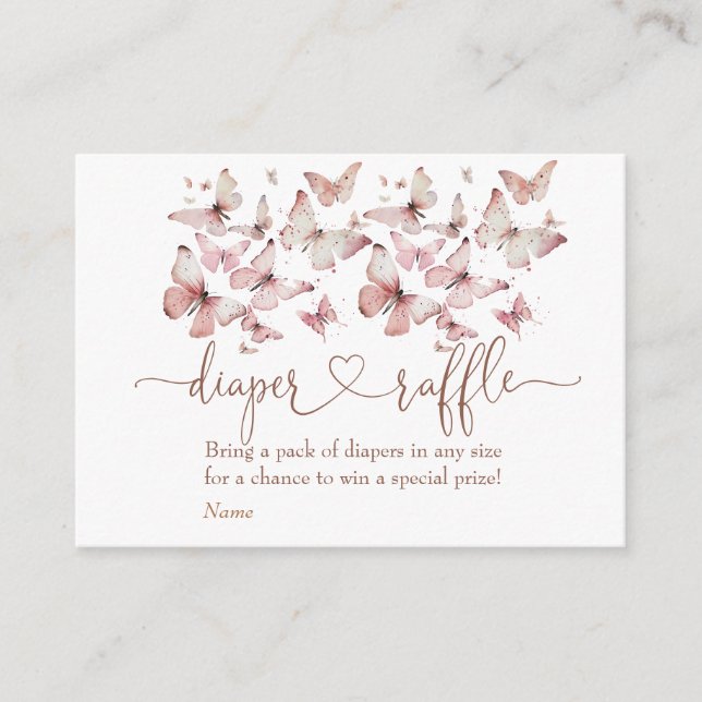 Pink Butterfly Girl Dusche Windelwanne Windelwanne Begleitkarte (Vorderseite)