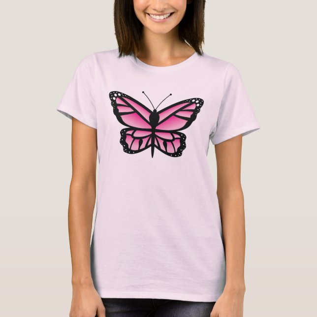 Pink Butterfly Illustration T-Shirt (Vorderseite)