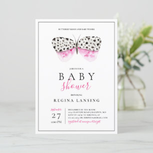 Pink Butterfly Kisses Baby Dusche Einladung