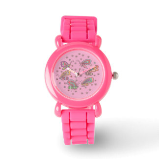 Pink Butterfly Lady Watch Armbanduhr
