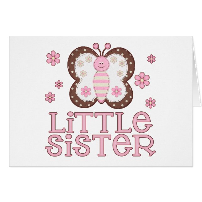 Pink Butterfly Little Sister Blank Card (Vorderseite (Horizontal))