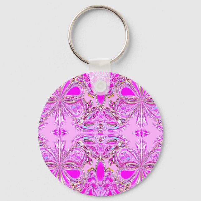 "Pink Butterfly Mandala" Schlüsselanhänger (Vorderseite)