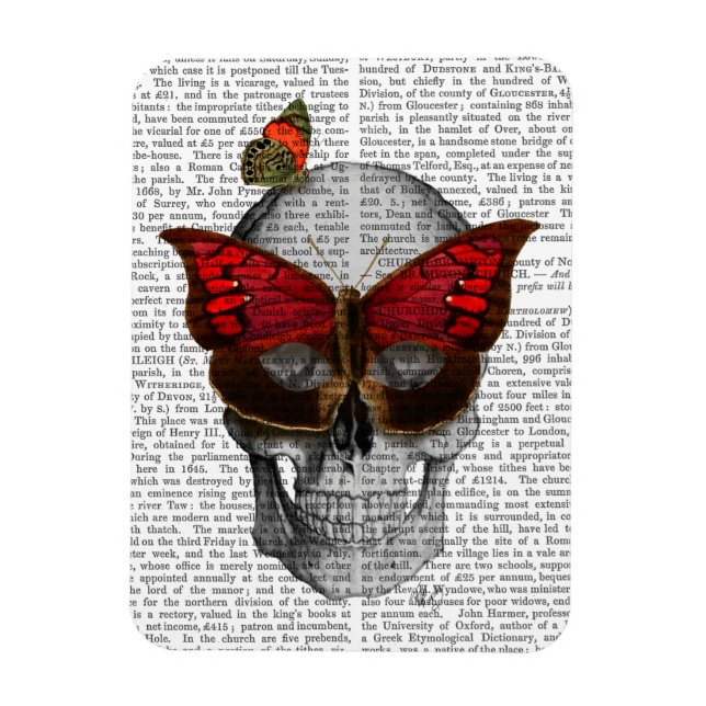 Pink Butterfly Mask Skull Magnet (Vertikal)