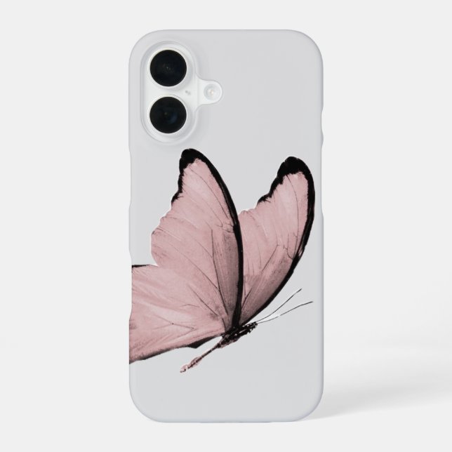 Pink Butterfly Minimalist iPhone 16 Hülle (Rückseite)