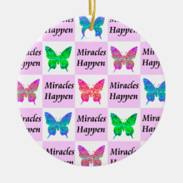 PINK BUTTERFLY MIRACLES GESCHAFFEN KERAMIK ORNAMENT