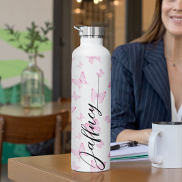 Pink Butterfly Muster Geschenk für Bridesmaid Cust Trinkflasche