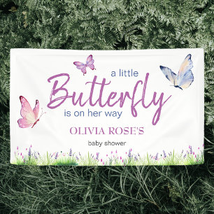 Pink Butterfly Niedliche Lila Girl Baby Dusche Banner