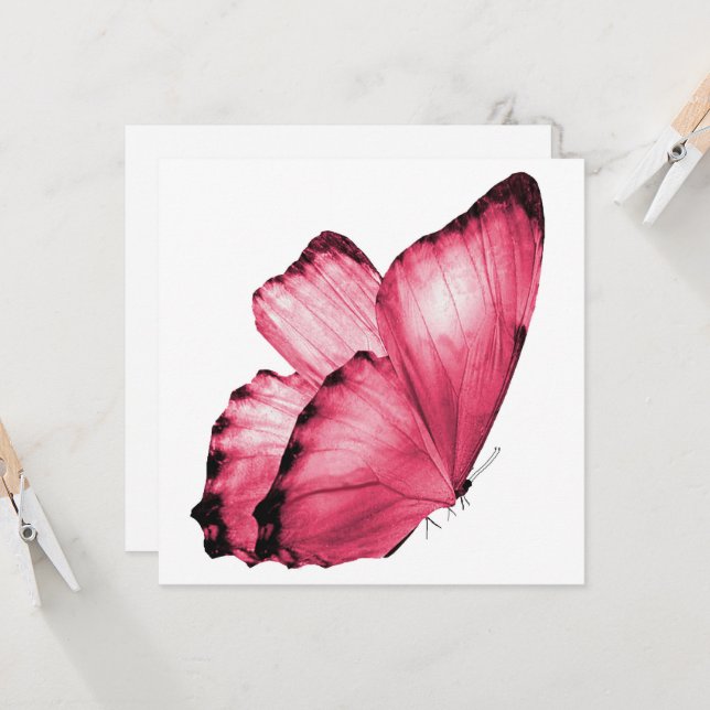 Pink Butterfly Notecard (Vorderseite/Rückseite Beispiel)