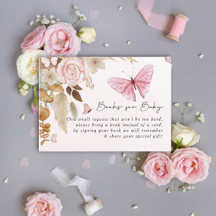 Pink Butterfly Pampas Grass Bohemisch Baby Dusche Begleitkarte