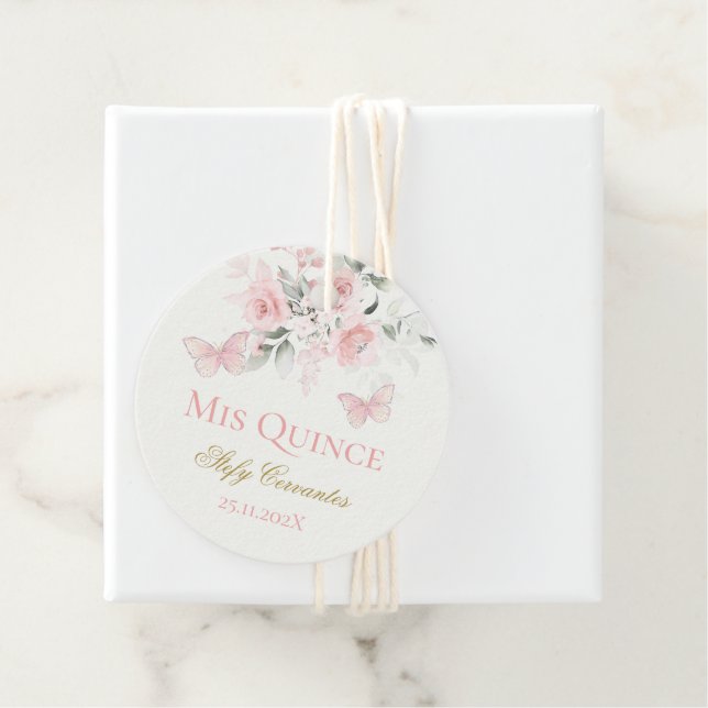 Pink Butterfly Quinceañera Geschenkanhänger (Beispiel)
