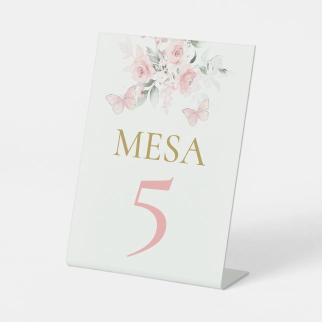 Pink Butterfly Quinceañera Sockelschild (Vorderseite)