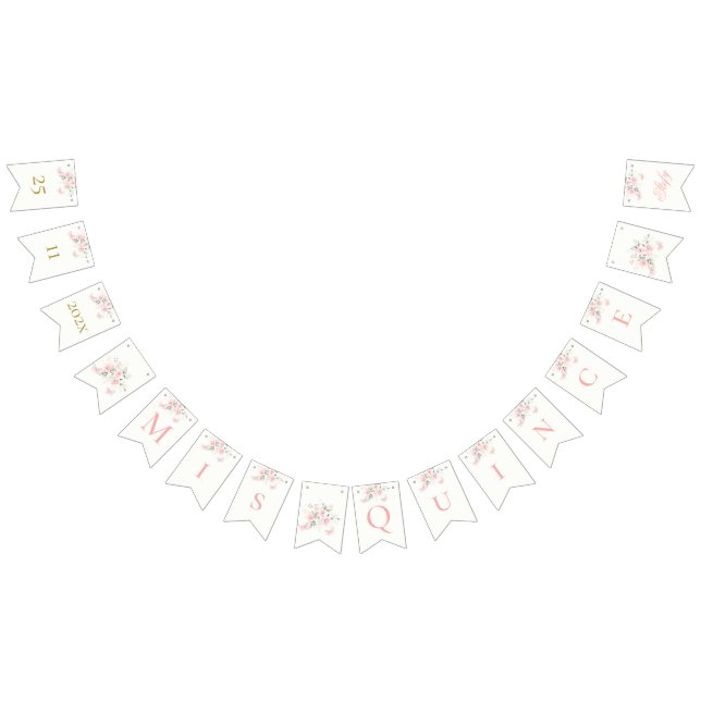 Pink Butterfly Quinceañera Wimpelkette (Alle)