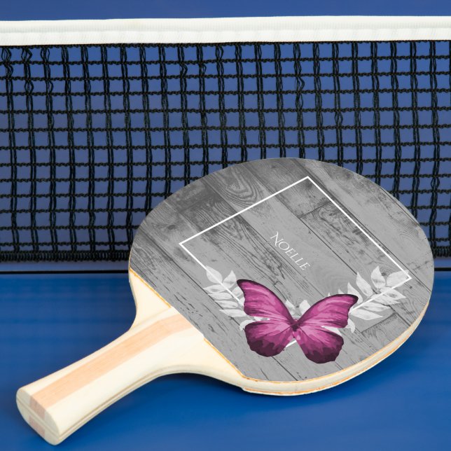 Pink Butterfly Rustikales Ping Pong Paddle Tischtennis Schläger (InSitu)