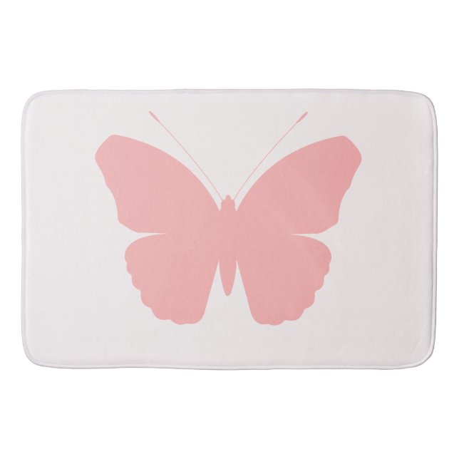 Pink Butterfly Silhouette Design auf Light Pink Badematte (Vorderseite)
