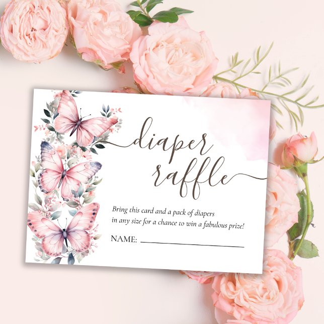 Pink Butterfly Theme | Windelwanne für Babydusche Begleitkarte (Von Creator hochgeladen)