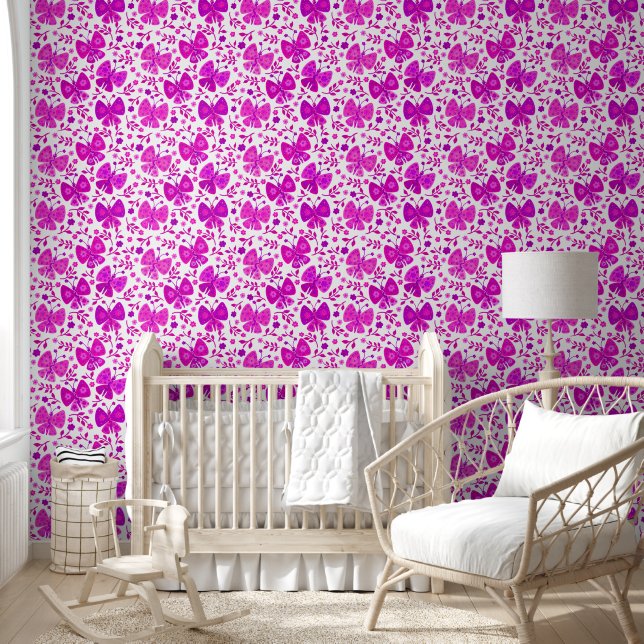 Pink Butterfly Wall Paper Tapete (Kinder)
