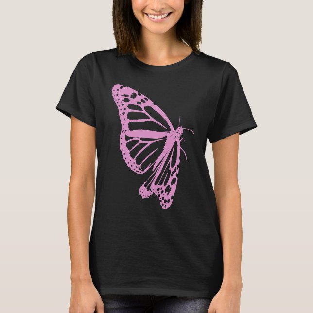 Pink Butterfly Women's Artistic and Minimal Aesthe T-Shirt (Vorderseite)