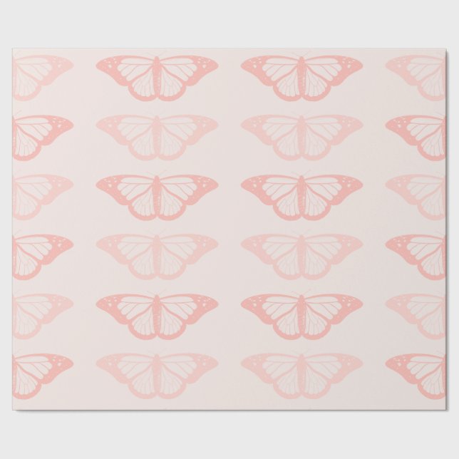 Pink Butterfly Wrapping Paper Geschenkpapier (Saum)