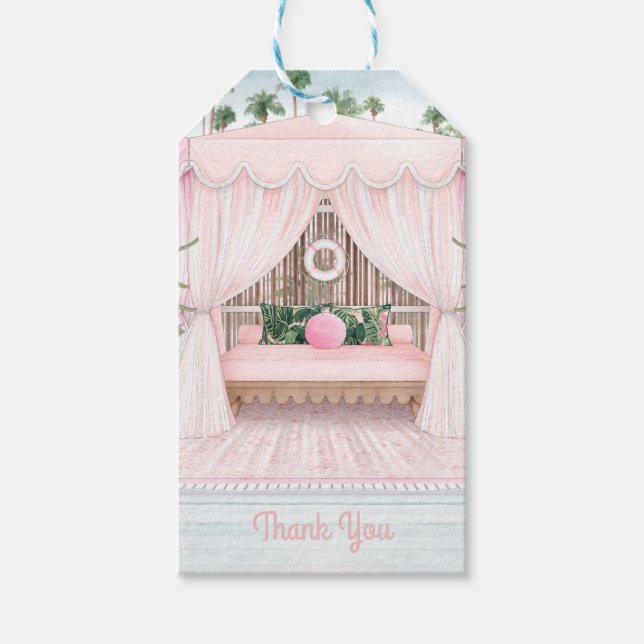 Pink Cabana Bachelorette Wochenende | Danke, Gesch Geschenkanhänger (Vorderseite)
