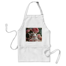 Pink Cabbage Rose Tea Apron Schürze
