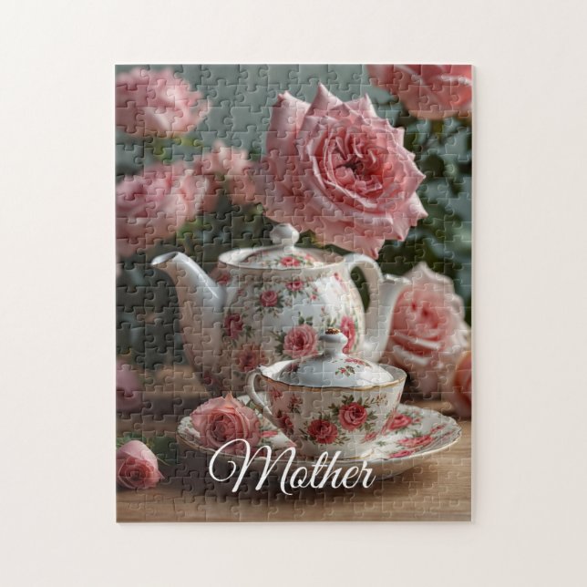 Pink Cabbage Rose Tea  Puzzle (Vertikal)