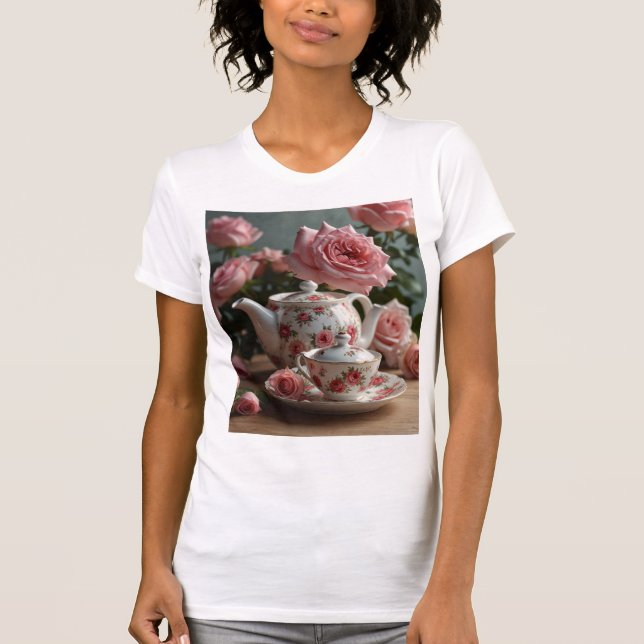 Pink Cabbage Rose Tee (Vorderseite)