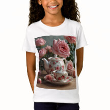 Pink Cabbage Rose Tee T - Shirt