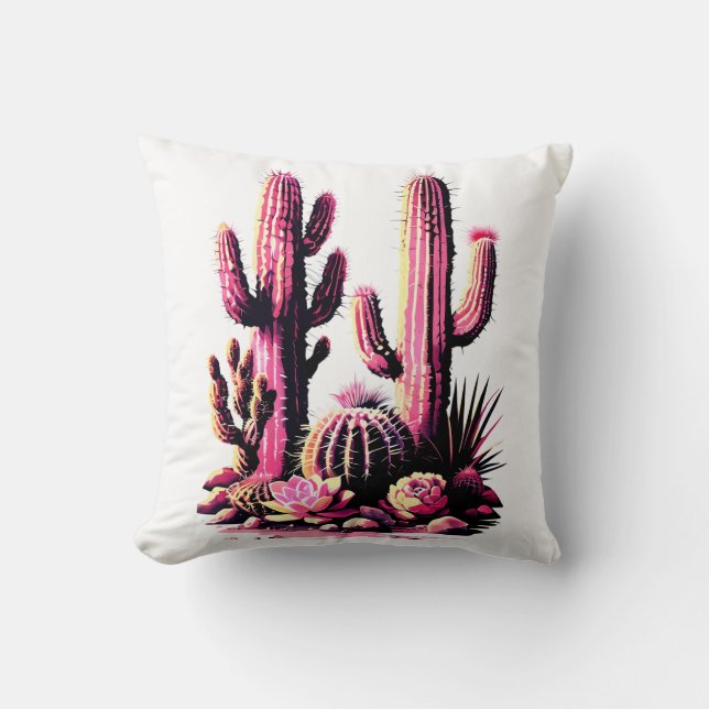 Pink Cacti Batch Kissen (Vorderseite)