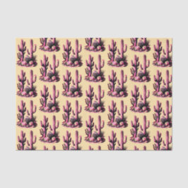 Pink Cacti Batch-Tan Background Seidenpapier