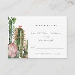 Pink Cacti Foliage Diaper Raffle Baby Dusche Begleitkarte