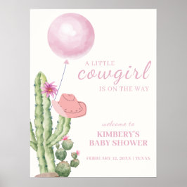 Pink Cactus Balloon Cowgirl Baby Dusche Empfang Poster