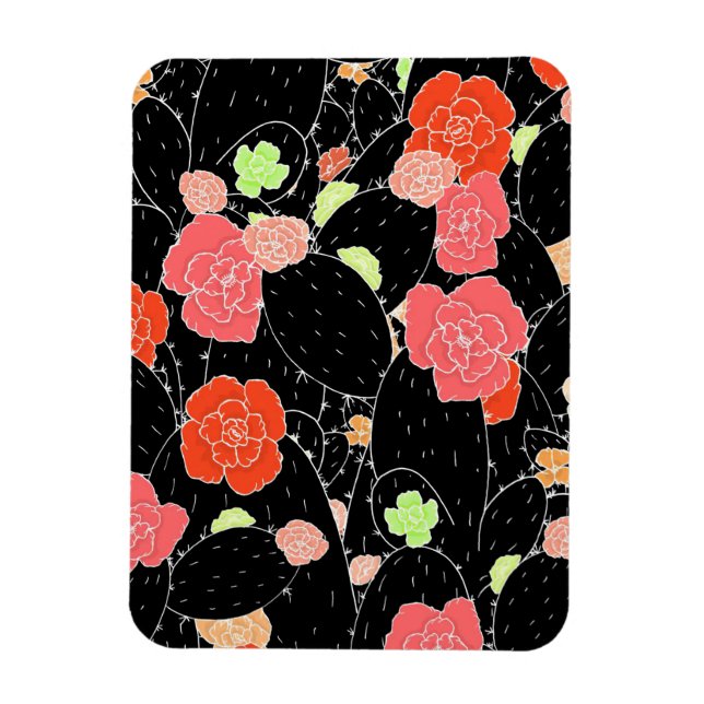 Pink Cactus Blume Sketch Magnet (Vertikal)