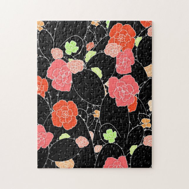 Pink Cactus Blume Sketch Puzzle (Vertikal)