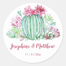 Pink Cactus Blume Succulents Watercolor Wedding