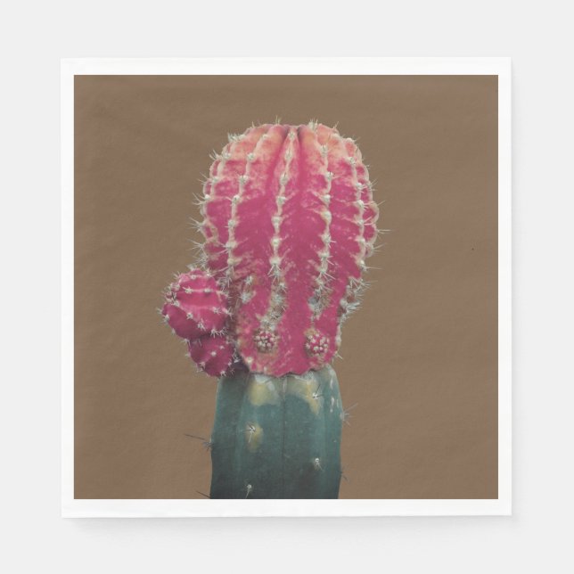 Pink Cactus Foto Paper Napkins Serviette (Vorderseite)