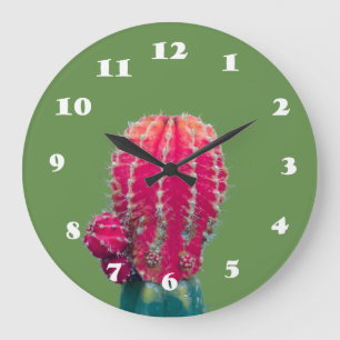 Pink Cactus Fotografy Wall Clock Große Wanduhr