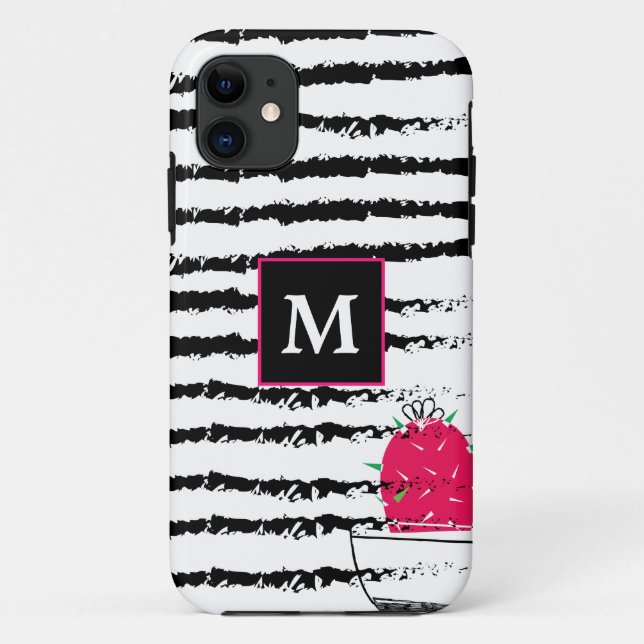 Pink Cactus Monogram Case-Mate iPhone Hülle (Rückseite)