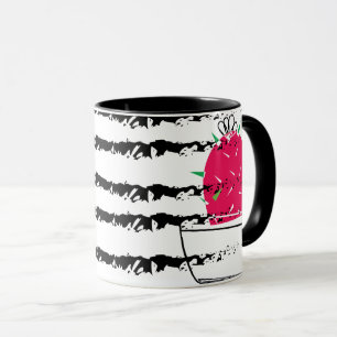 Pink Cactus Monogram Striped Tasse