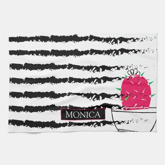 Pink Cactus pattern Geschirrtuch (Horizontal)