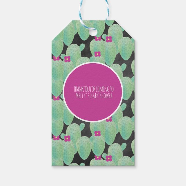 Pink Cactus Pattern Vielen Dank Geschenkanhänger (Vorderseite)