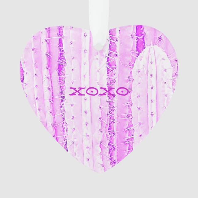 Pink Cactus Saguaro XOXO Herz Liebe Wüstengenuss Ornament (Vorderseite)