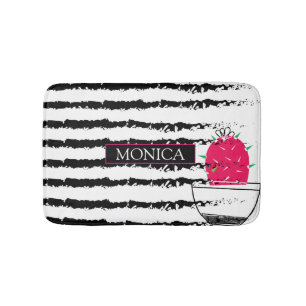 Pink Cactus striped pattern Badematte