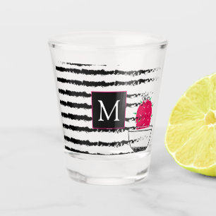 Pink Cactus striped pattern Schnapsglas