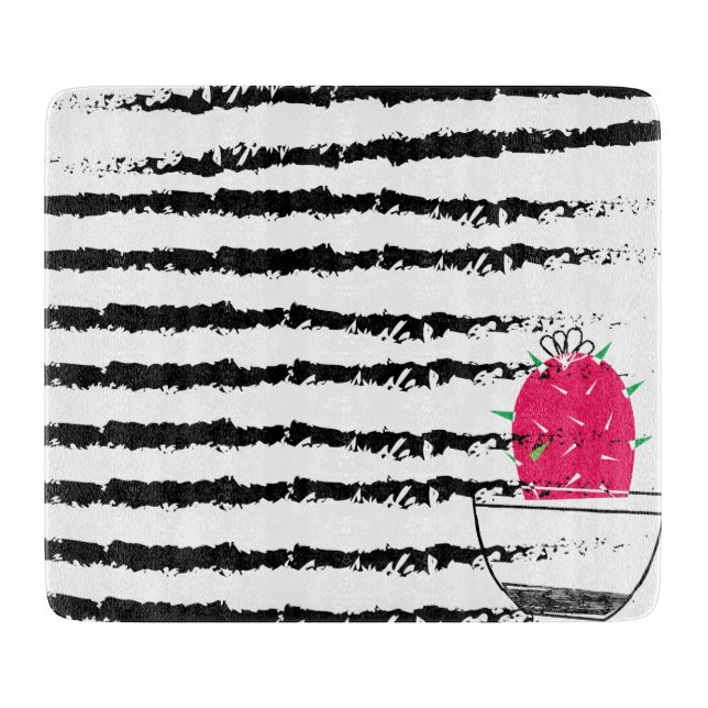 Pink Cactus striped pattern Schneidebrett (Vorderseite)