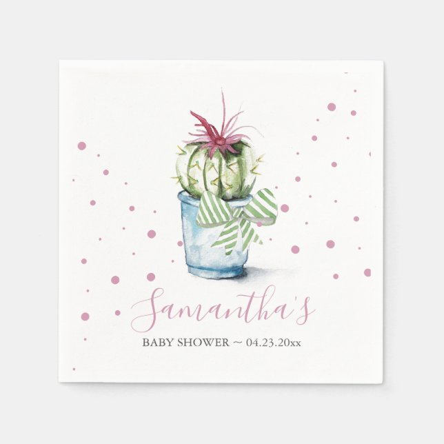 Pink Cactus Theme Kinderdusche Serviette (Vorderseite)