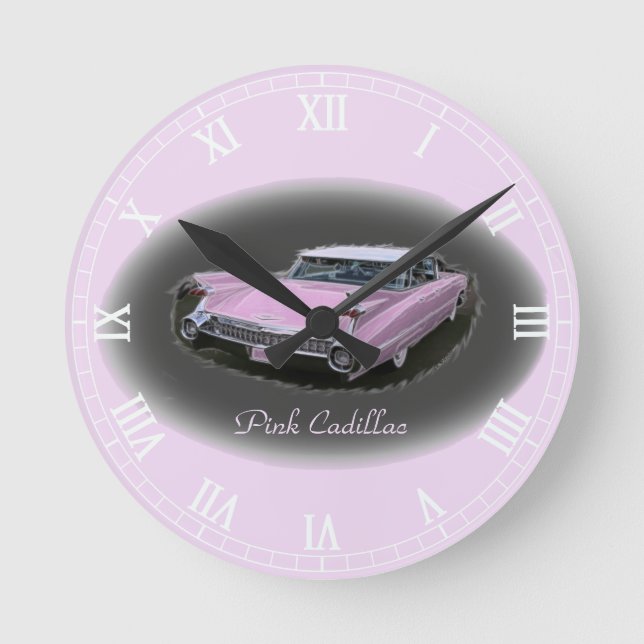 Pink Cadillac Flash Runde Wanduhr (Vorderseite)