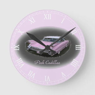 Pink Cadillac Flash Runde Wanduhr