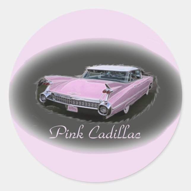 Pink Cadillac Flash Runder Aufkleber (Vorderseite)
