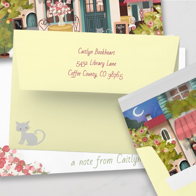 Pink Café Buchhandlung mit Kittens Einladung (Von Creator hochgeladen)