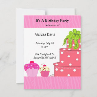 Pink Cake and Cupcakes Einladung zum Geburtstag